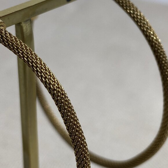 Lauren Ralph Lauren Earring Set Goldtone Mesh Loop Pierced Signed LRL 2.25 in - Picture 5 of 12